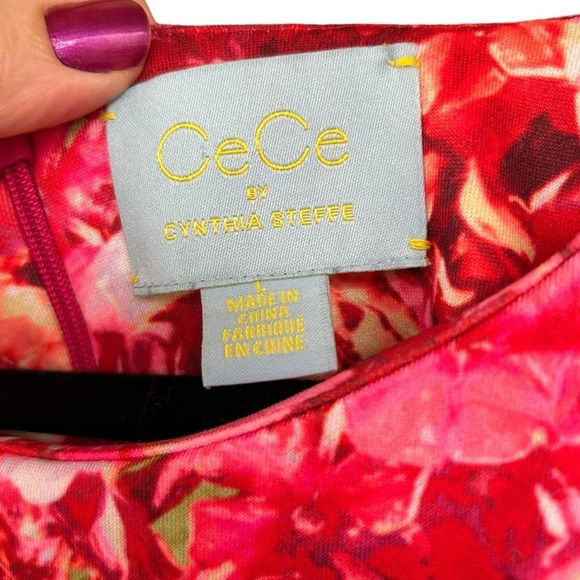 CeCe by Cynthia Steffe Women's Pink Multishade Floral Shift Dress Size Large - Picture 3 of 6